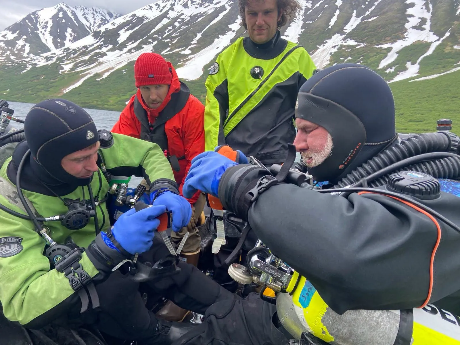 Sonar and ROV rescue gear on a boat deck