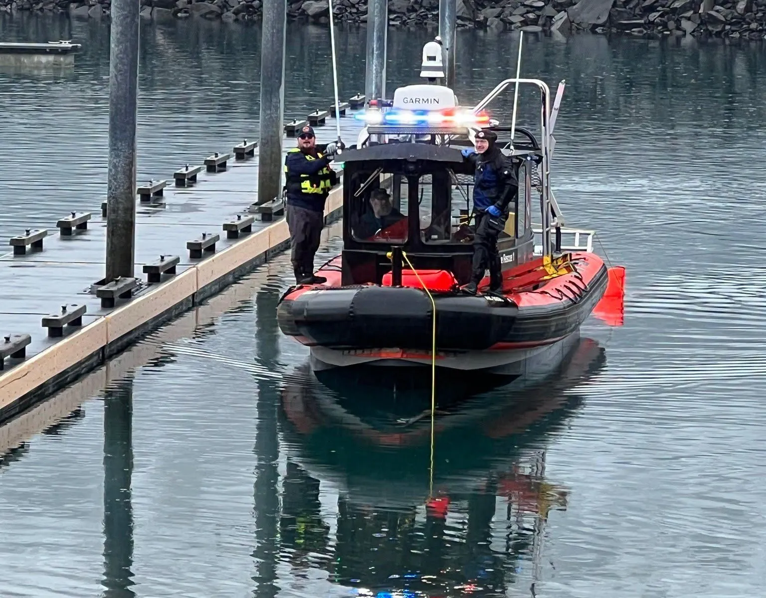 Public safety diver surfacing
